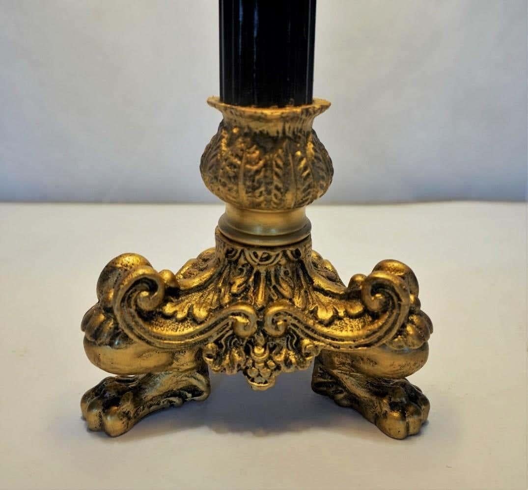 19th Century French Empire Style Bronze Column Candelabra Two-Light Table Lamp 4