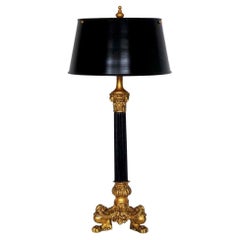 19th Century French Empire Style Bronze Column Candelabra Two-Light Table Lamp