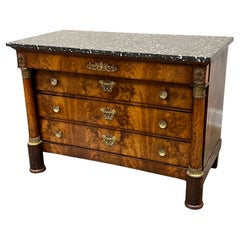 19th Century French Empire Style Commode With Marble Top
