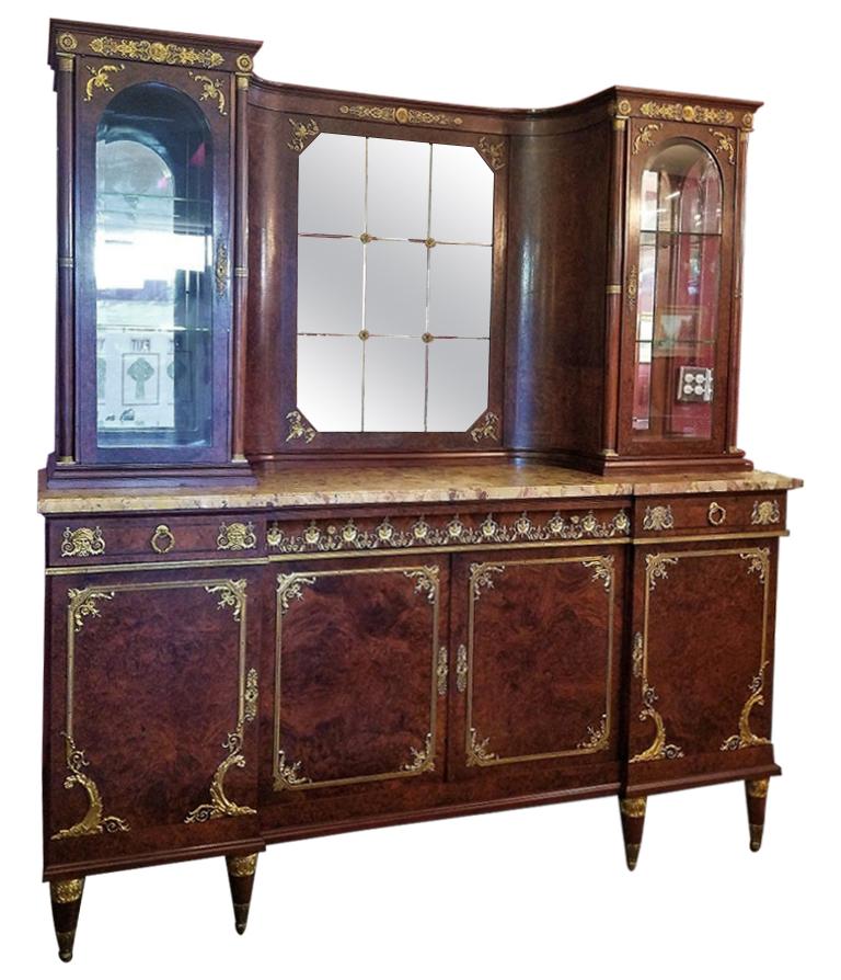 Exceptional 19C French Empire Style Buffet/Vitrine by AME Fournier For Sale