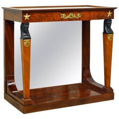 19th Century French Empire Style Egyptian Themed Mahogany Vitrine Console Table