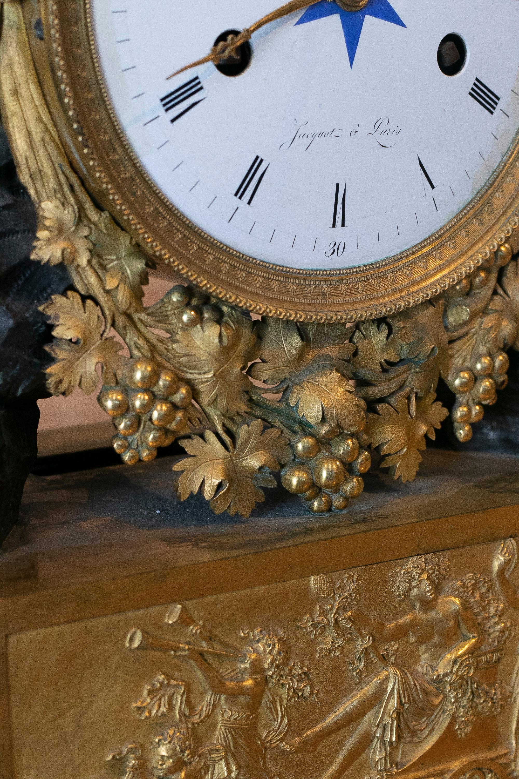 19th Century French Empire Style Gilt Bronze Mantle Clock 9