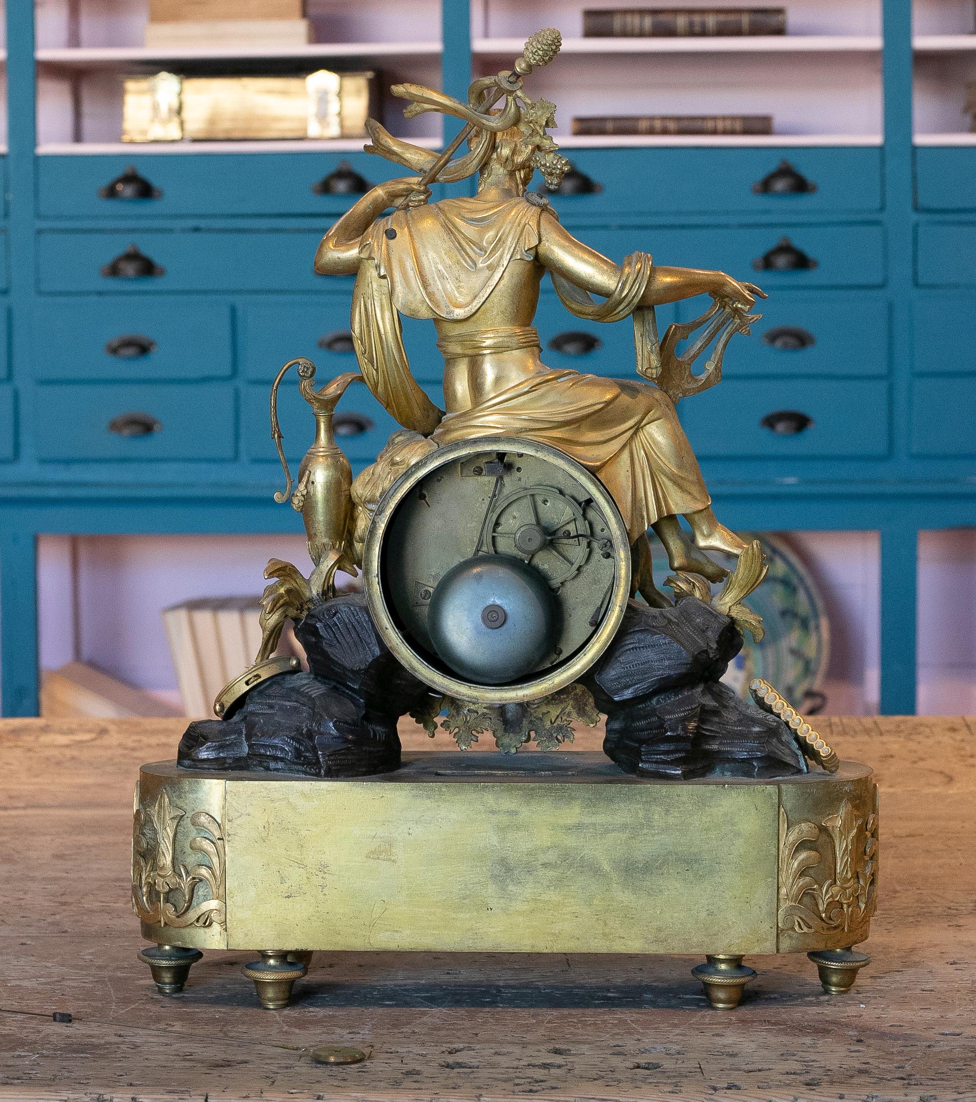 19th Century French Empire Style Gilt Bronze Mantle Clock 1