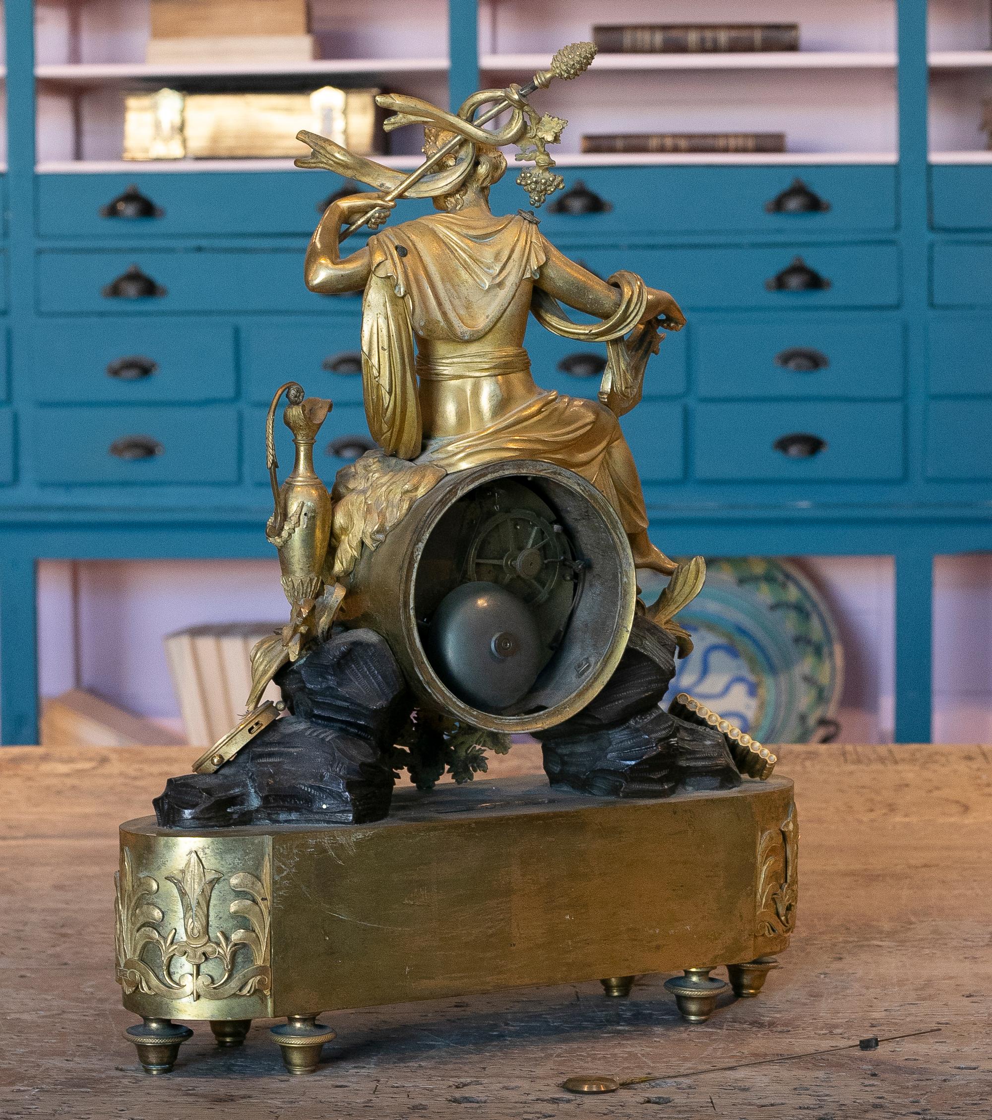 19th Century French Empire Style Gilt Bronze Mantle Clock 2