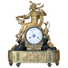 19th Century French Empire Style Gilt Bronze Mantle Clock