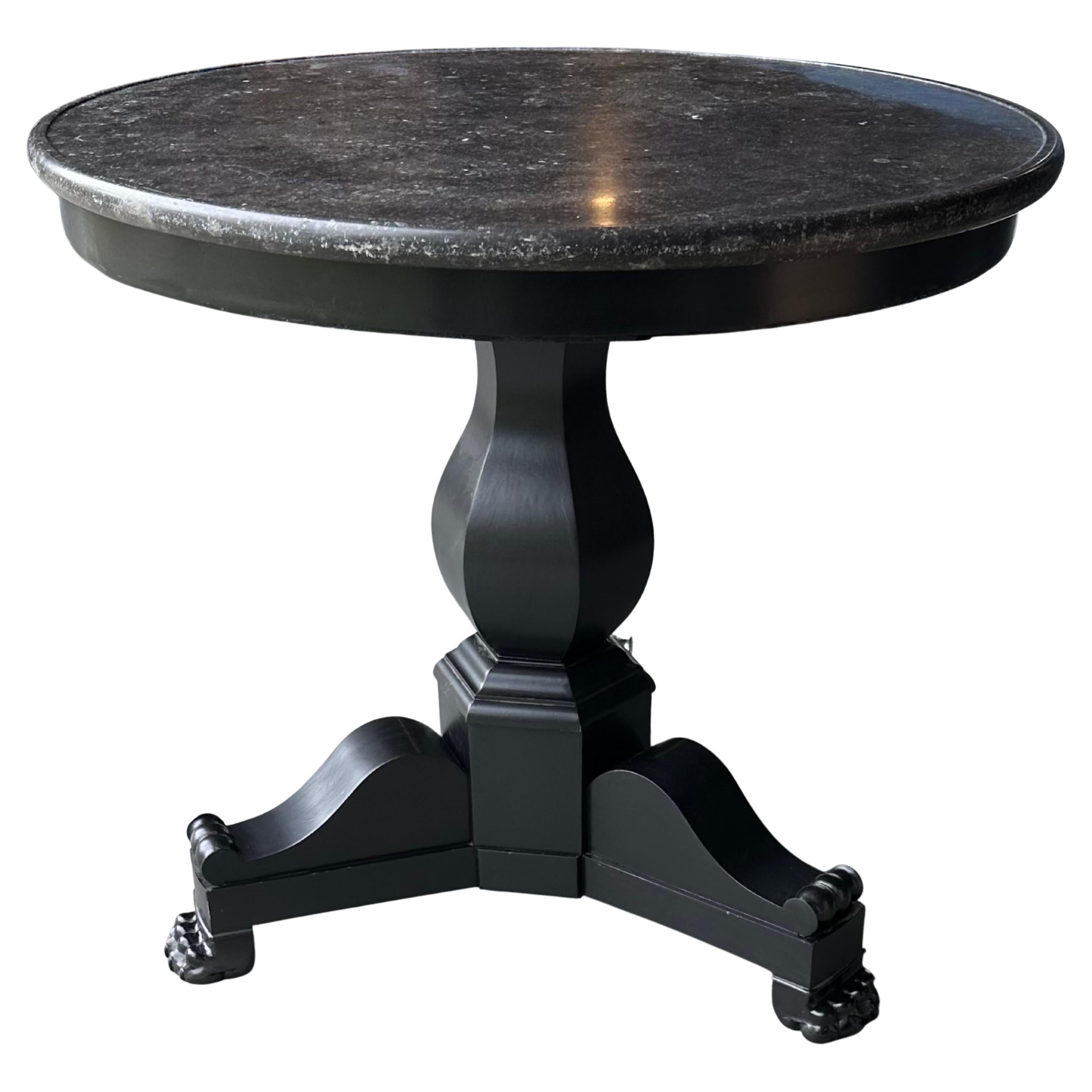 19th Century French Empire Style Gueridon with Black Marble Top For Sale