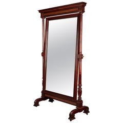 19th Century French Empire Style Mahogany Cheval Mirror