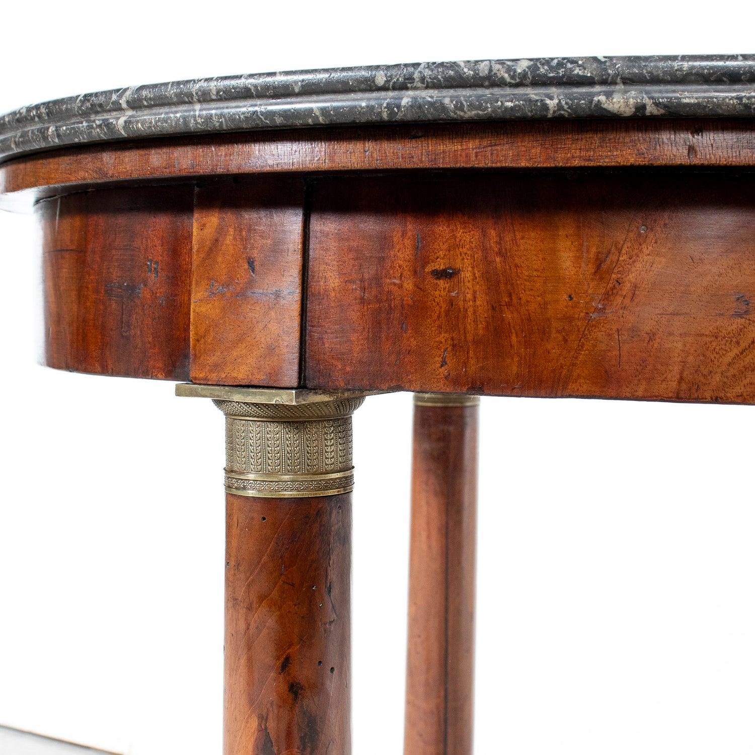 19th Century French Empire Style Mahogany Gueridon with Sainte Anne Marble Top im Angebot 6