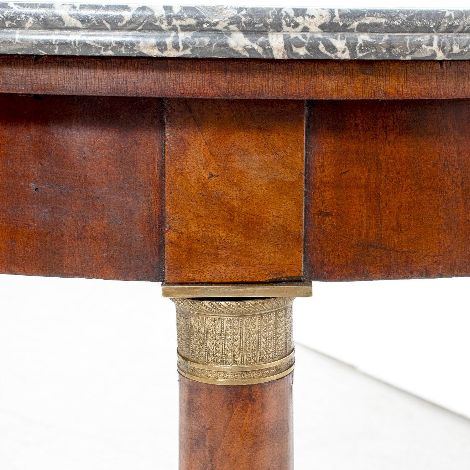 19th Century French Empire Style Mahogany Gueridon with Sainte Anne Marble Top im Angebot 8