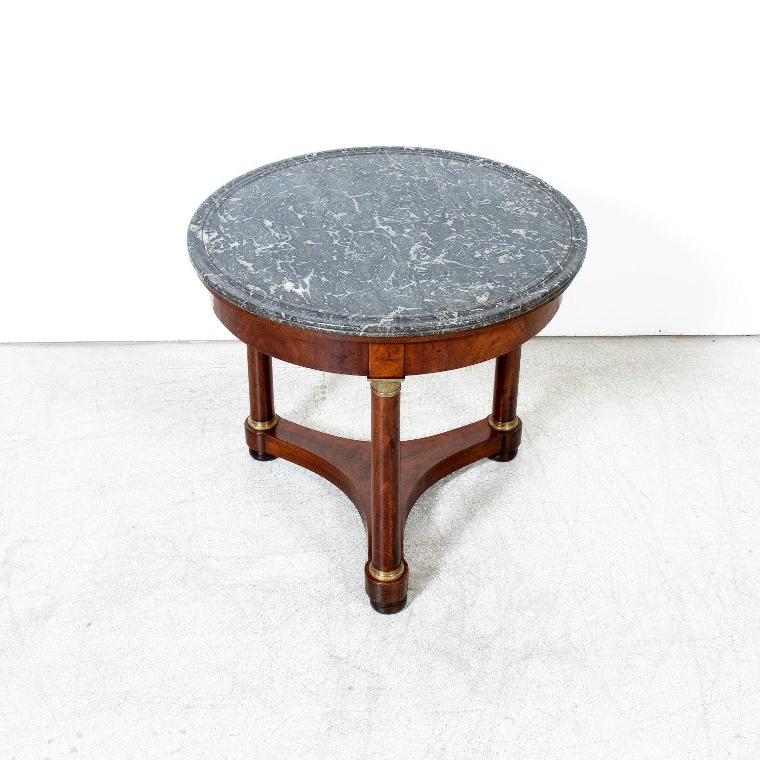 19th Century French Empire Style Mahogany Gueridon with Sainte Anne Marble Top (Bronze) im Angebot