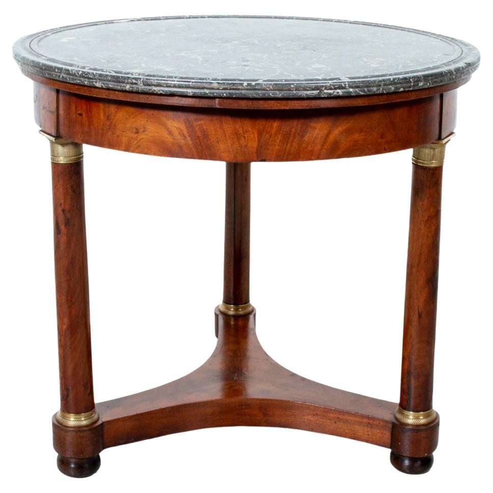 19th Century French Empire Style Mahogany Gueridon with Sainte Anne Marble Top