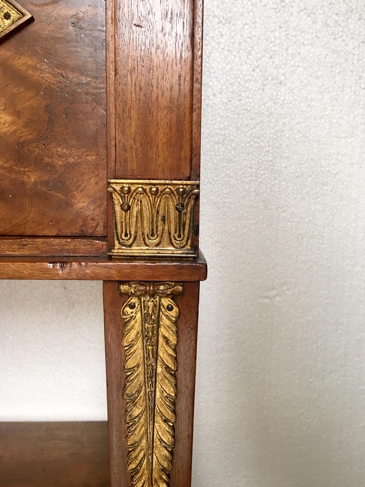 19th Century French Empire Style Walnut Nightstand Side Table For Sale 8