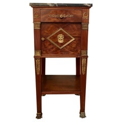 19th Century French Empire Style Walnut Nightstand Side Table