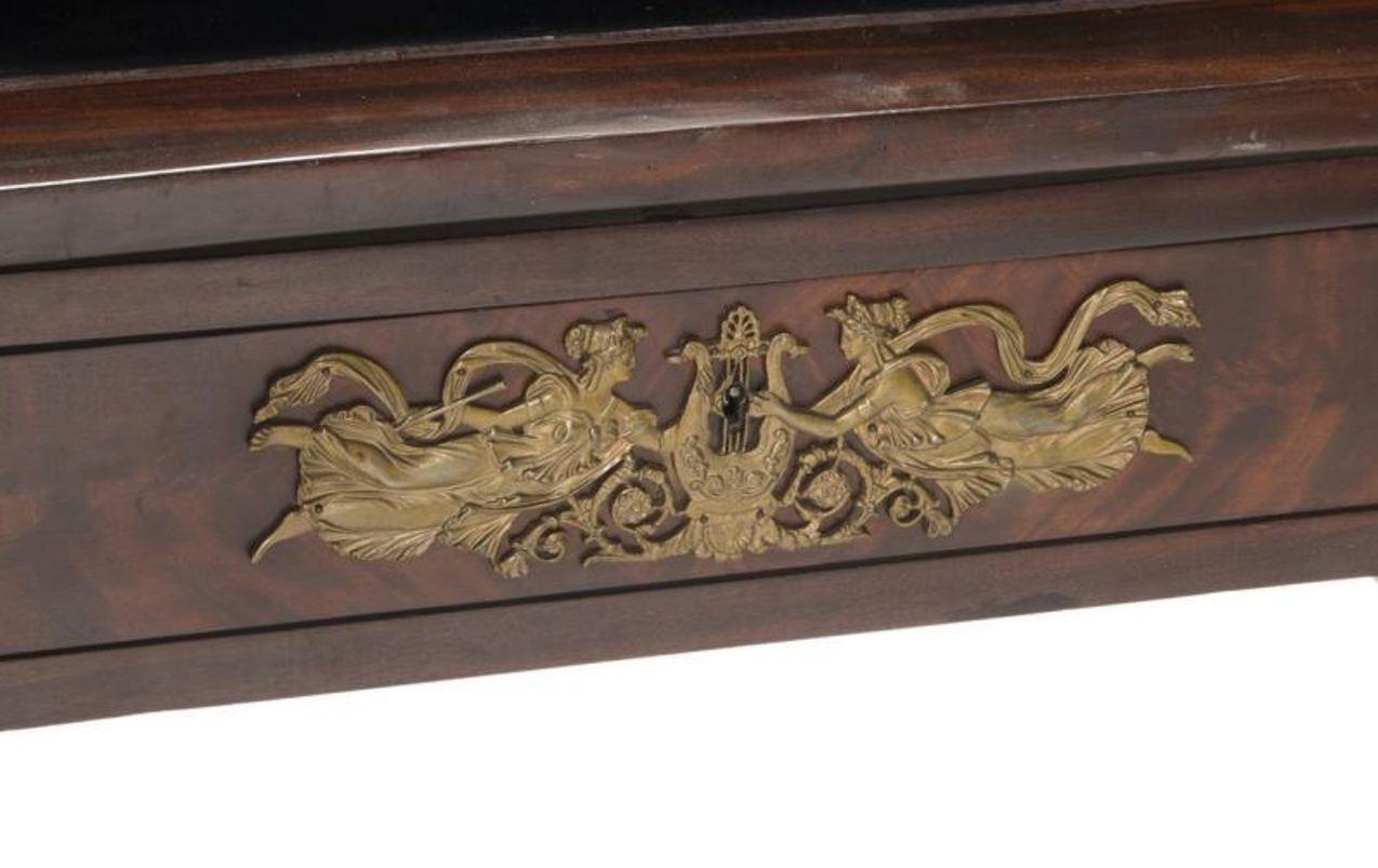 19th Century French Empire Style Mahogany Roll-Top Desk with Gilt Bronze-Mounted For Sale 2