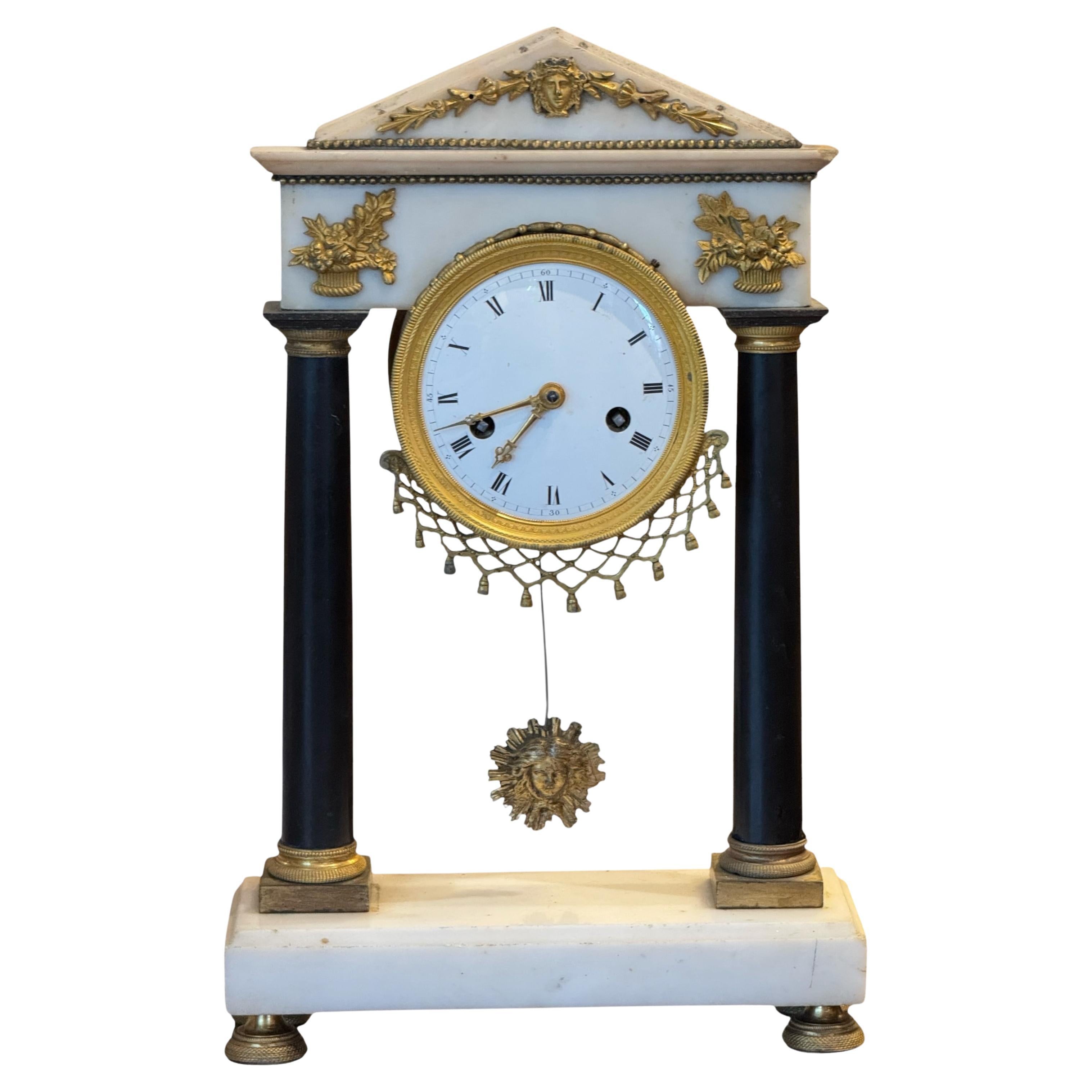 19th Century French Empire Style Mantel Clock With Ormolu Mounts