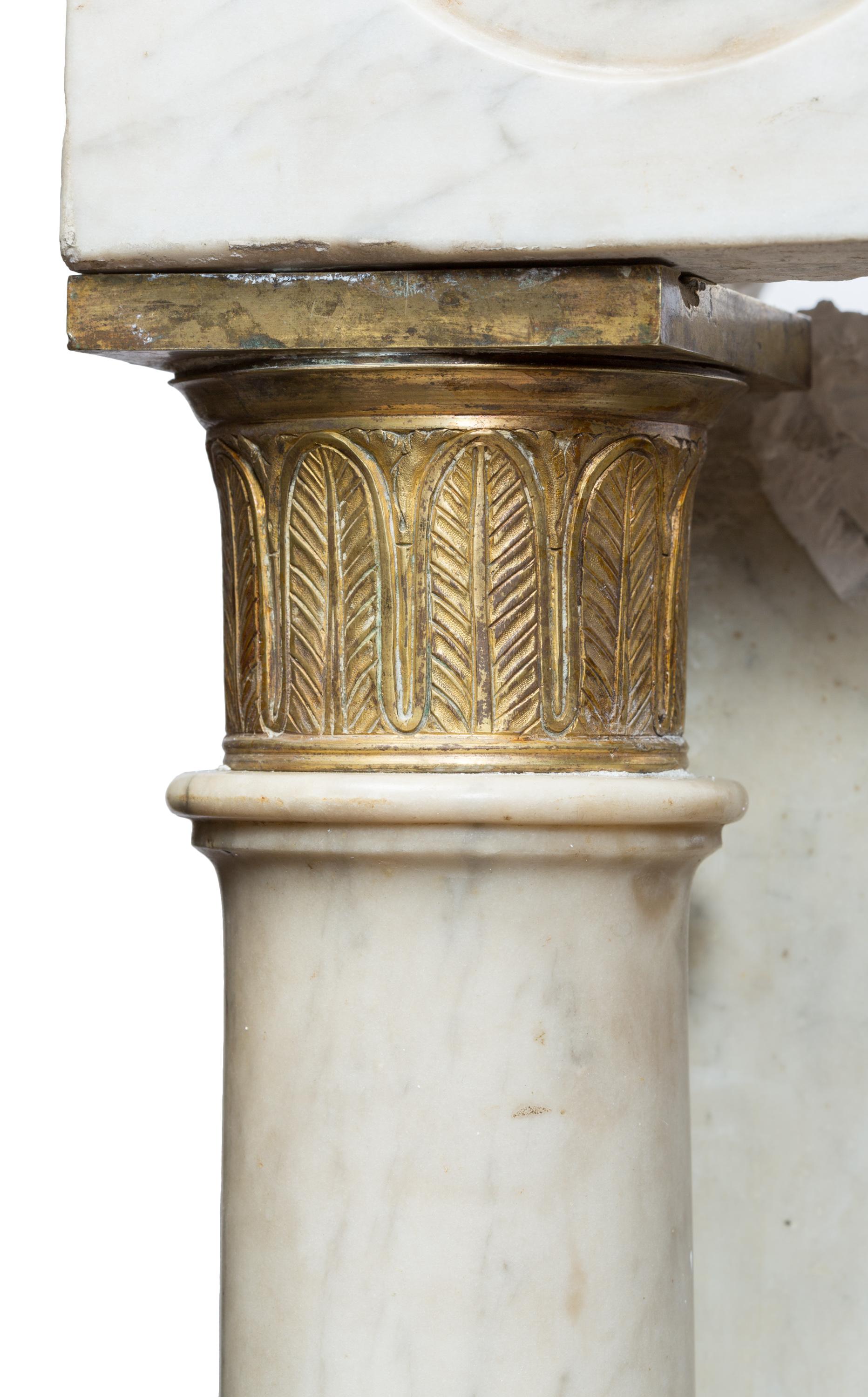 Carved 19th Century French Empire Style Marble Fireplace