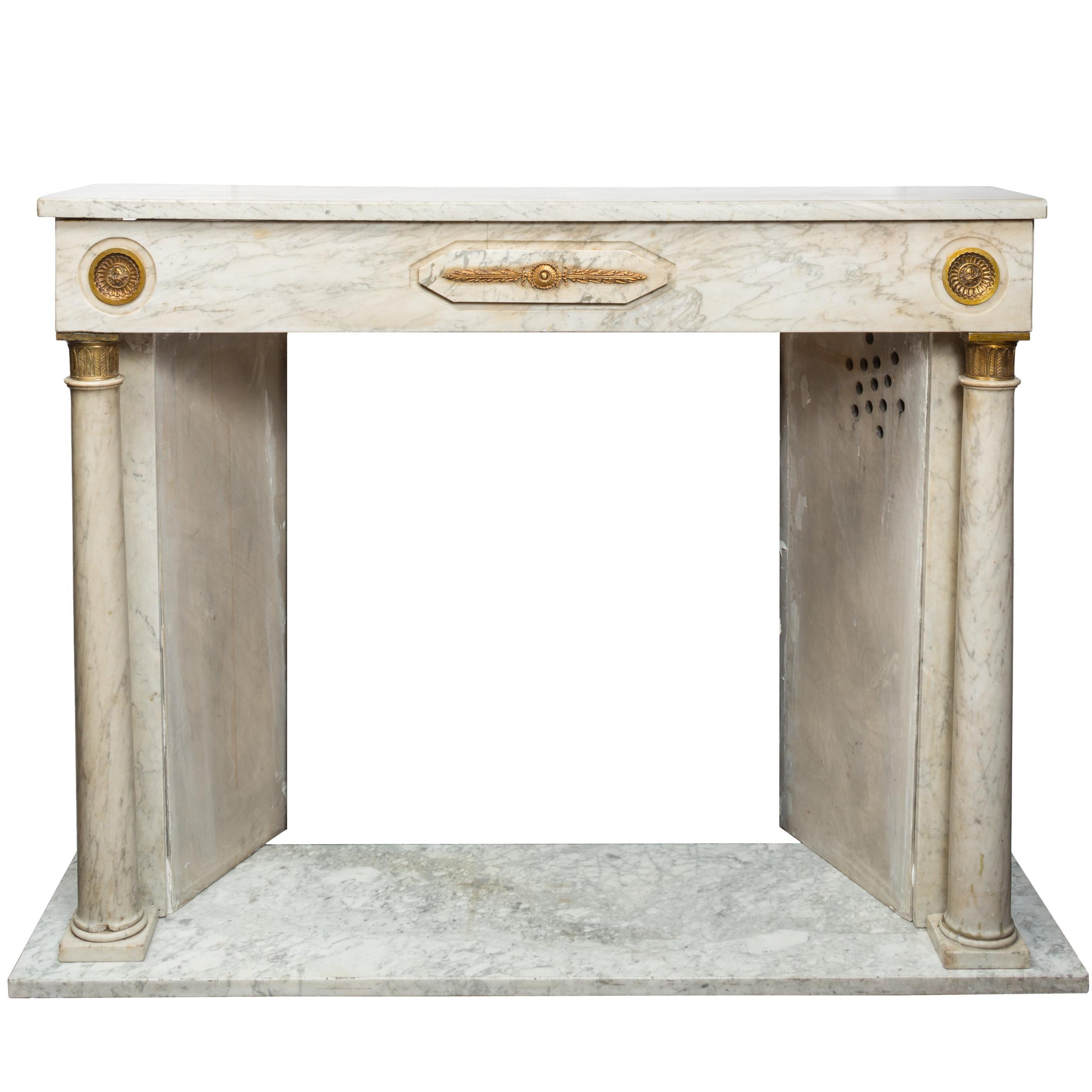 19th Century French Empire Style Marble Fireplace