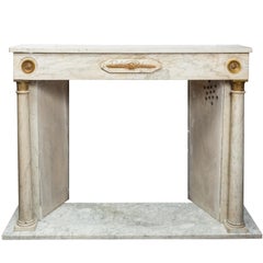 Antique 19th Century French Empire Style Marble Fireplace