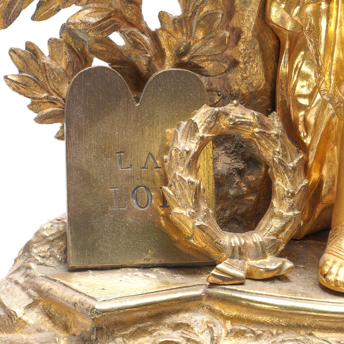Kaminuhr aus Goldbronze und Bronze im französischen Empire-Stil des 19. Jahrhunderts, um 1870 im Angebot 5