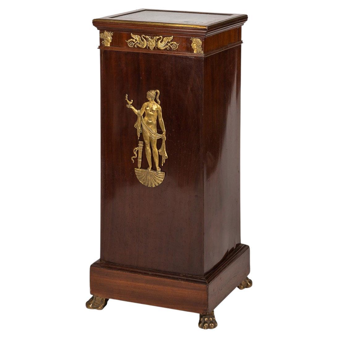 19th Century French Empire Style Ormolu Mounted Wood & Marble Pedestal, C.1890 For Sale