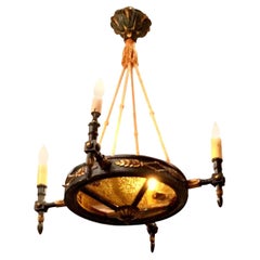 19th Century French Empire Style Painted and Giltwood Chandelier