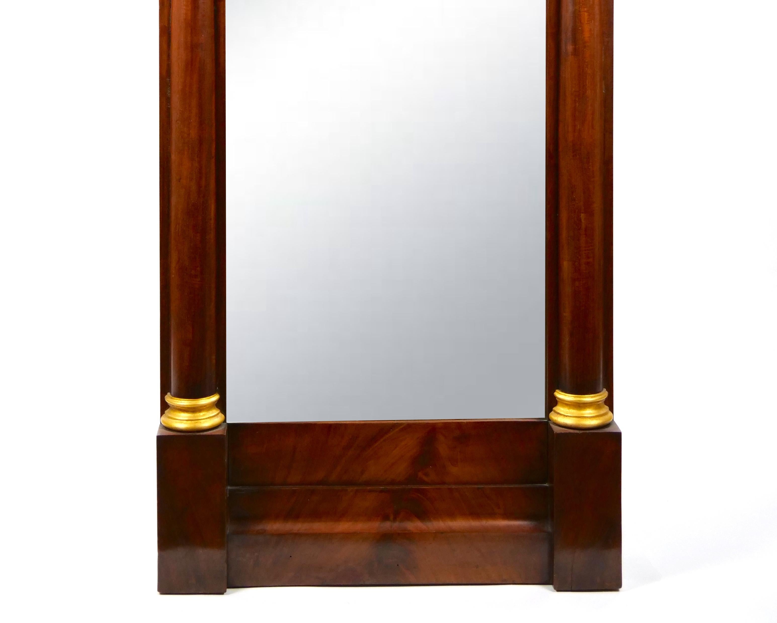Empire Revival 19th Century Mahogany Wood Framed Bronze Mounted Pier Mirror For Sale