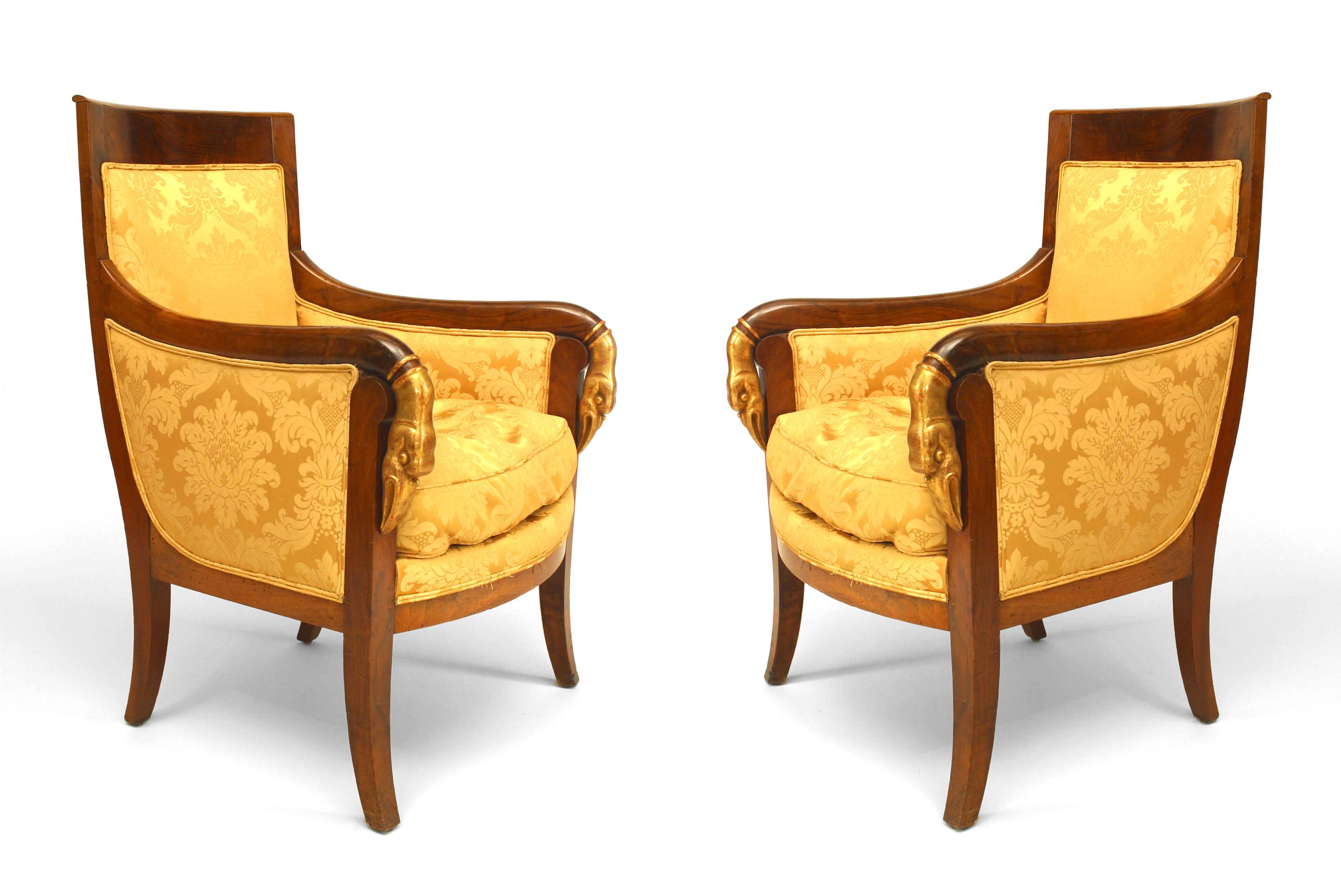 French Empire Gold Upholstered 5-Piece Living Room Set In Good Condition For Sale In New York, NY