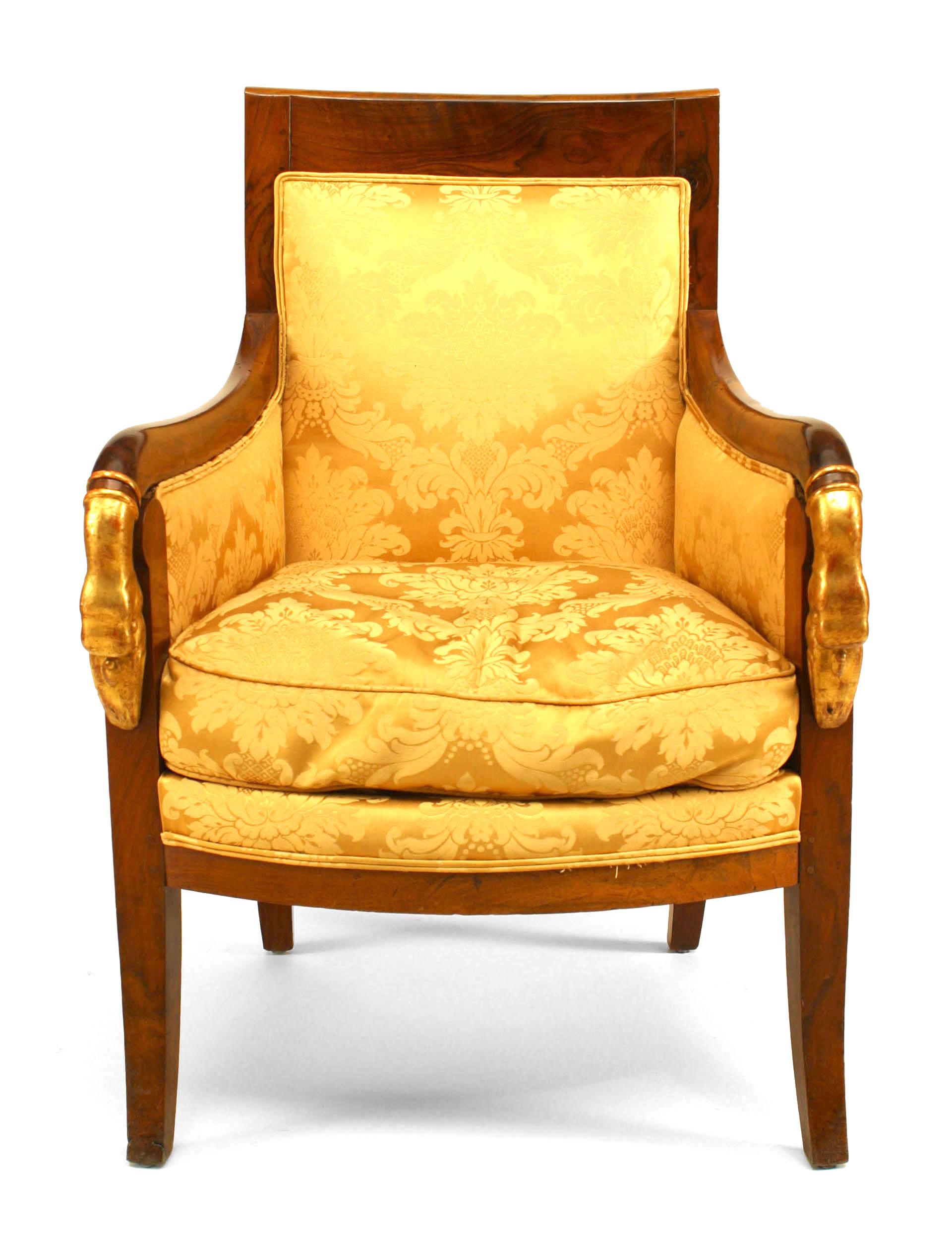 Early 19th Century French Empire Gold Upholstered 5-Piece Living Room Set For Sale