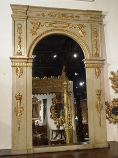 19th Century French Empire Style Trumeau Mirror in Gris Trianon