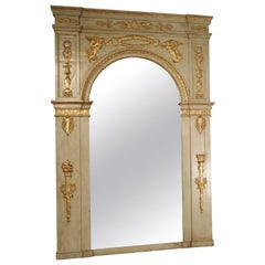 Used 19th Century French Empire Style Trumeau Mirror in Gris Trianon