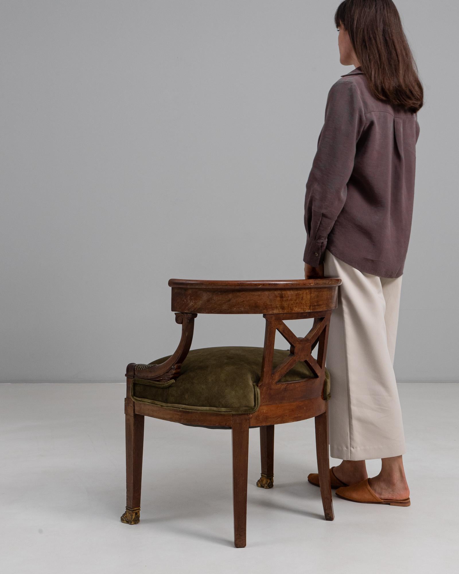 Tappezzeria Sedia da vasca in stile impero francese del XIX secolo in patina originale in vendita