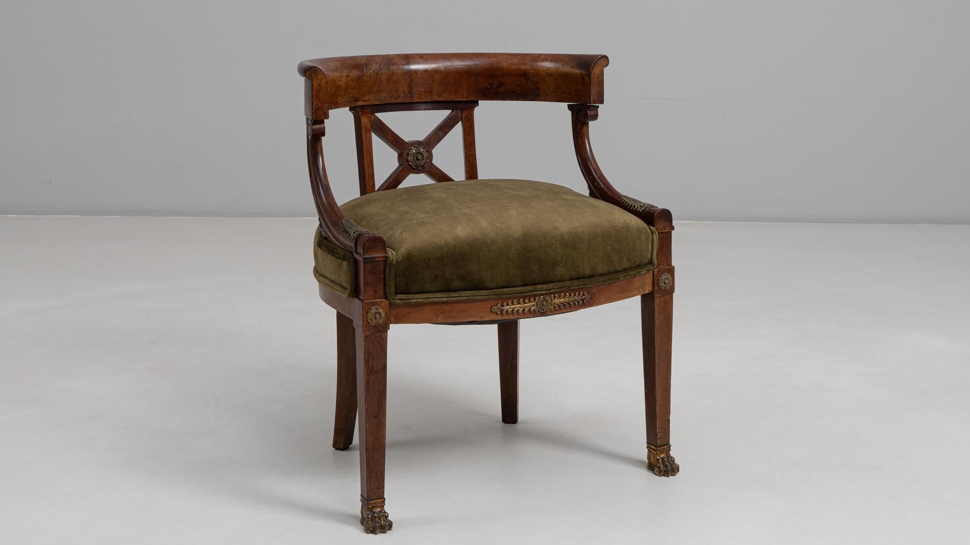 Sedia da vasca in stile impero francese del XIX secolo in patina originale in vendita 3