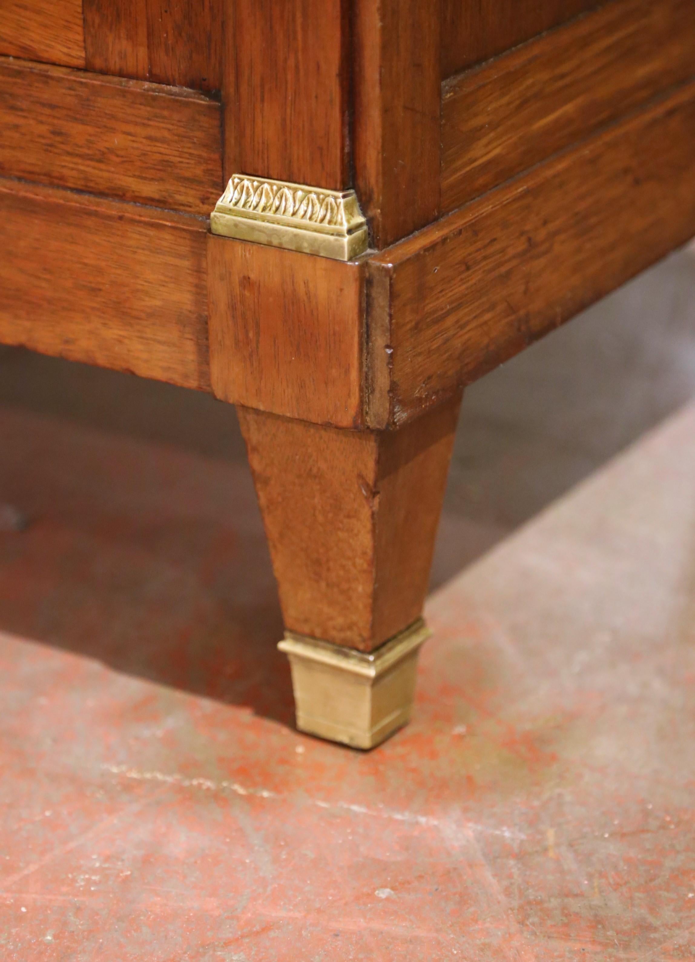 19th Century French Empire Style Walnut Four-Door Sideboard with Marble Top For Sale 8