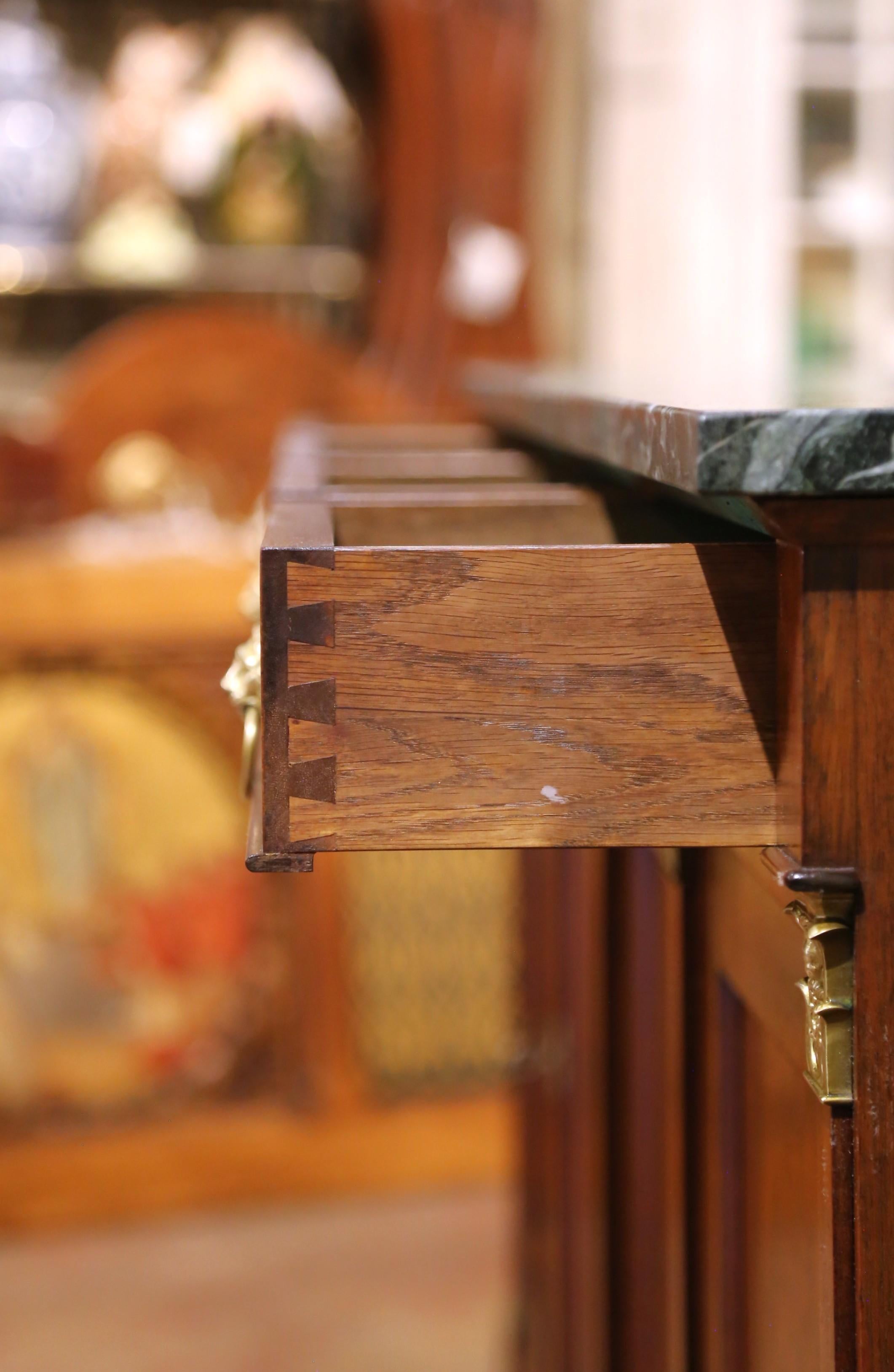 19th Century French Empire Style Walnut Four-Door Sideboard with Marble Top For Sale 1