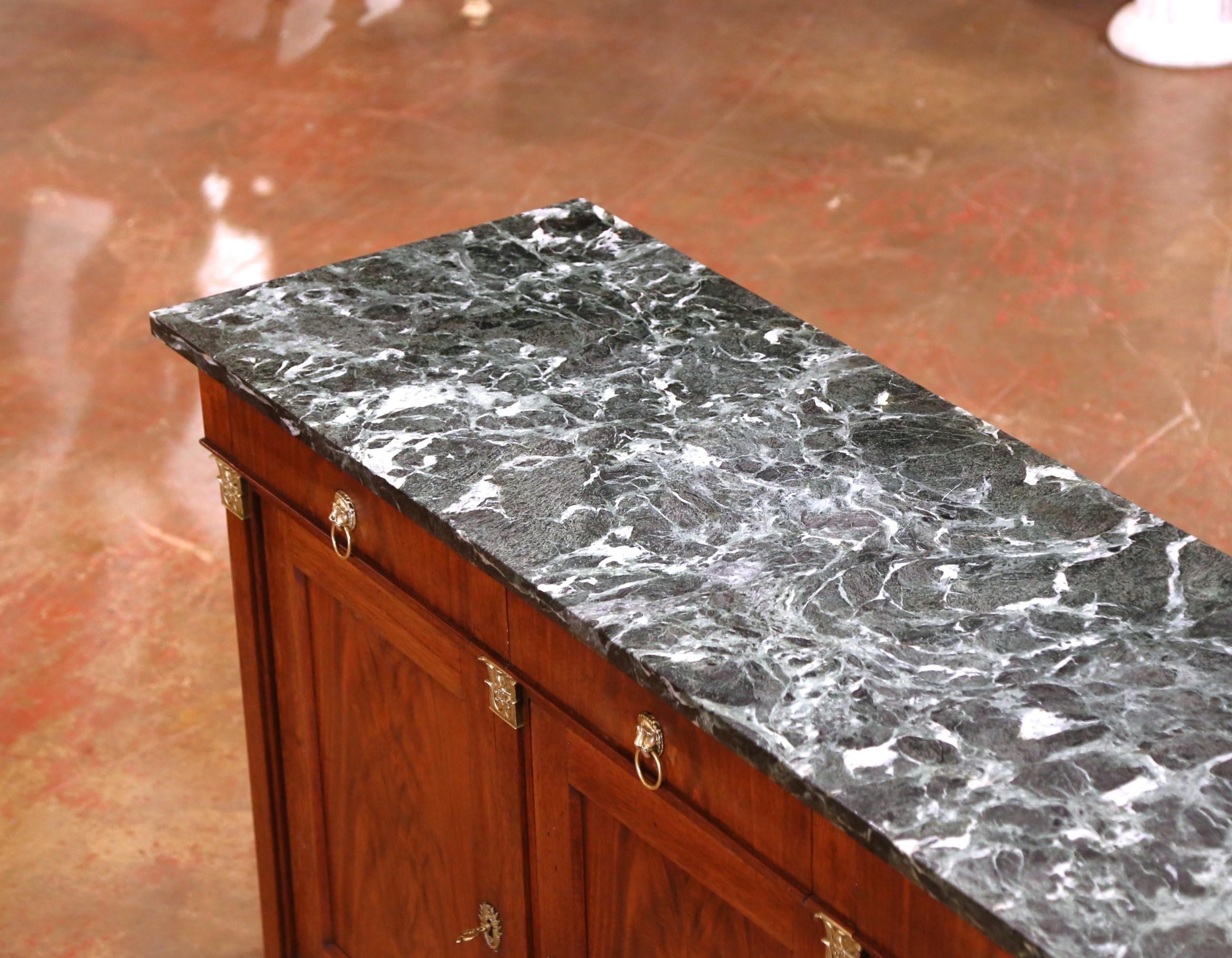 19th Century French Empire Style Walnut Four-Door Sideboard with Marble Top For Sale 3