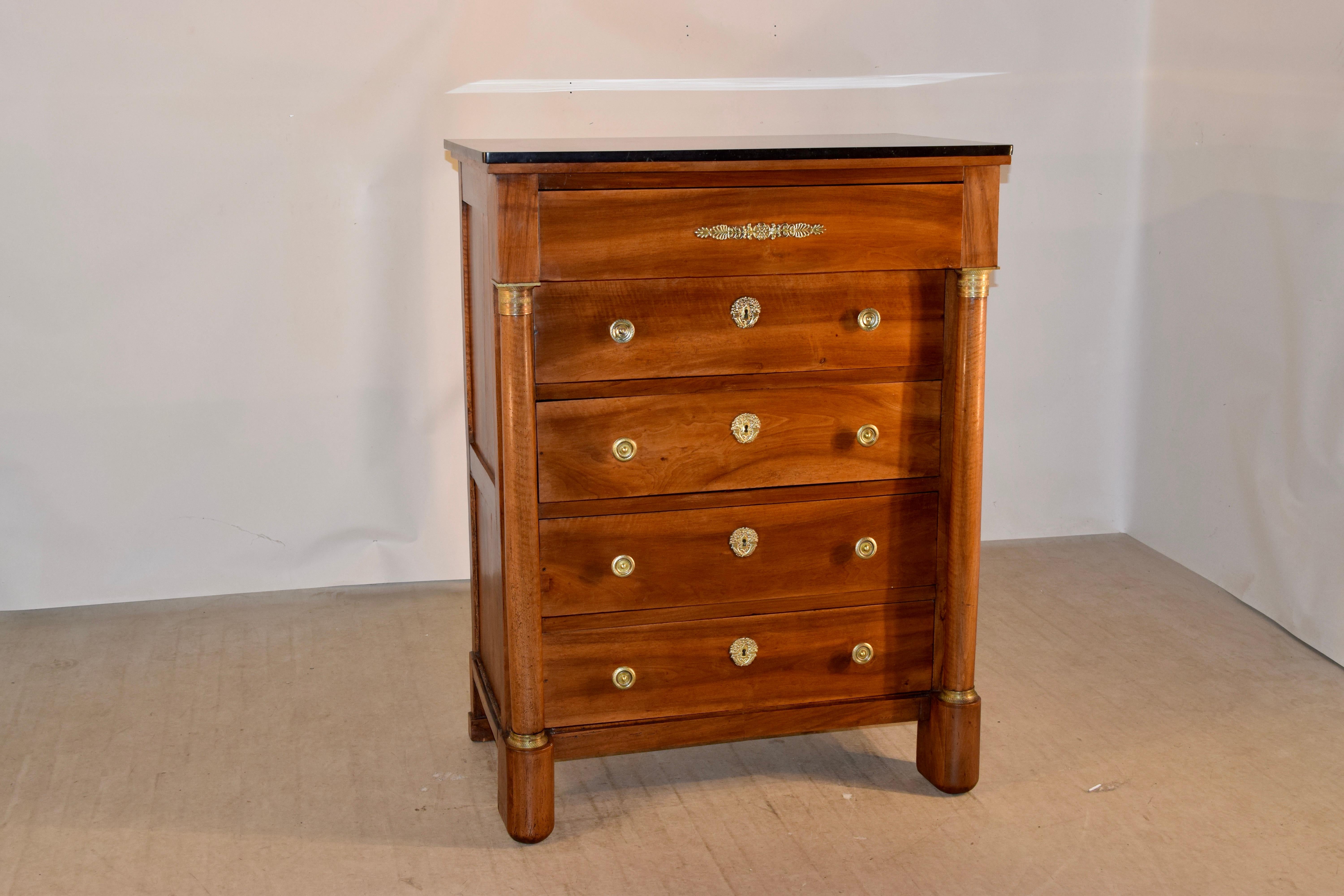 19th Century French Empire Tall Chest of Drawers In Good Condition For Sale In High Point, NC