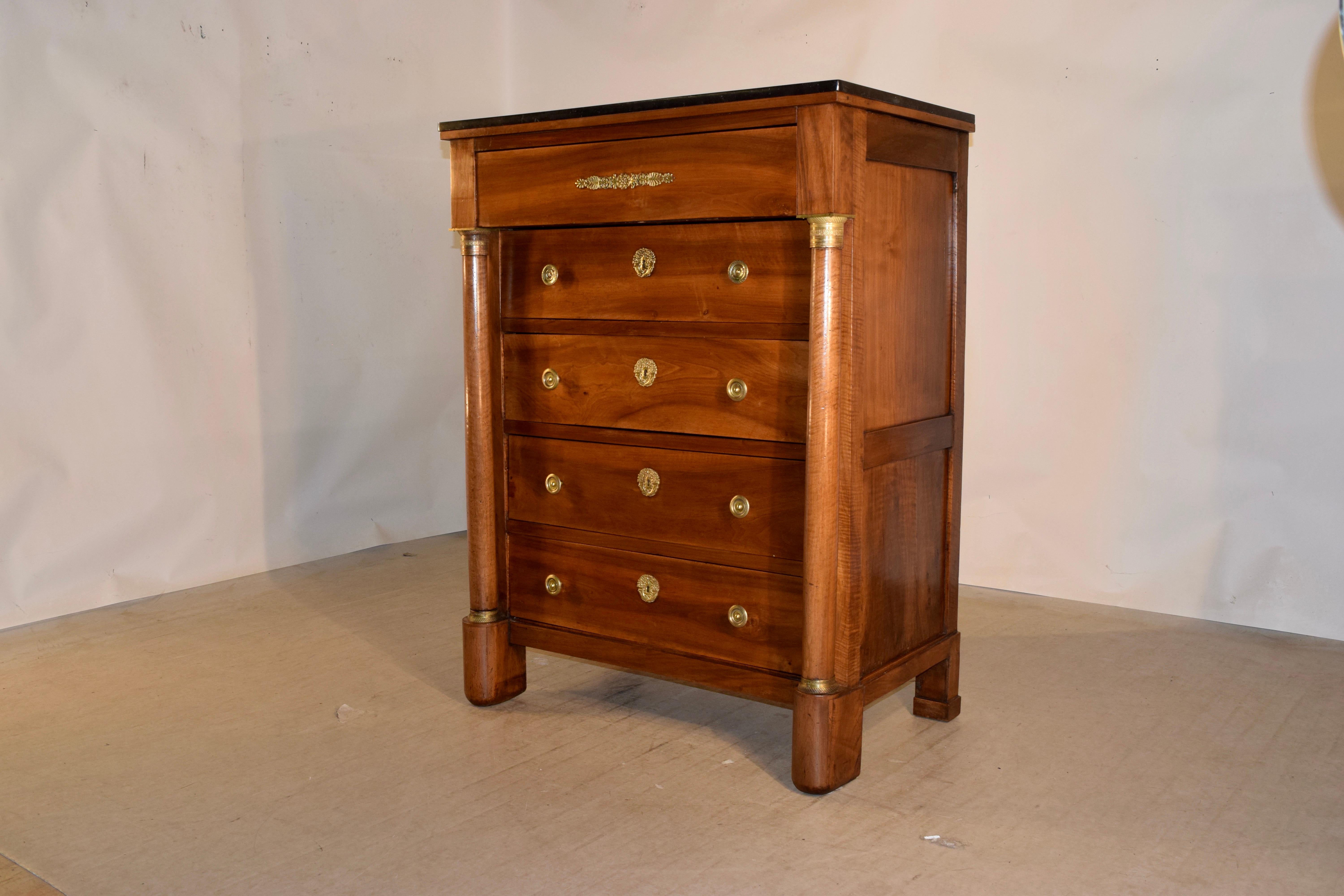 19th Century French Empire Tall Chest of Drawers For Sale 1