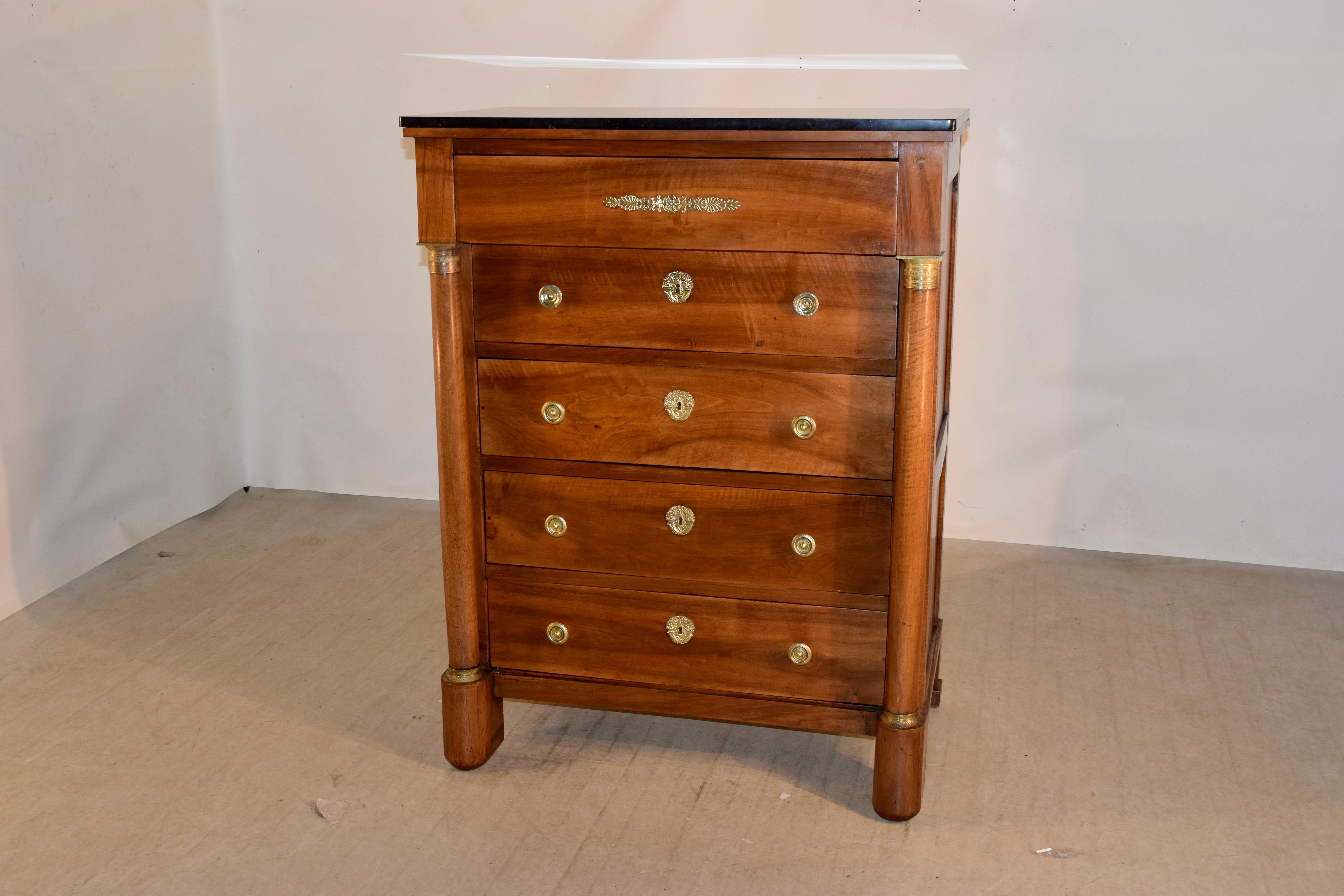 19th Century French Empire Tall Chest of Drawers For Sale 4