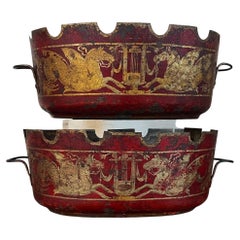 Tole Monteiths o Cachepot Jardinieres Imperio Francés del siglo XIX