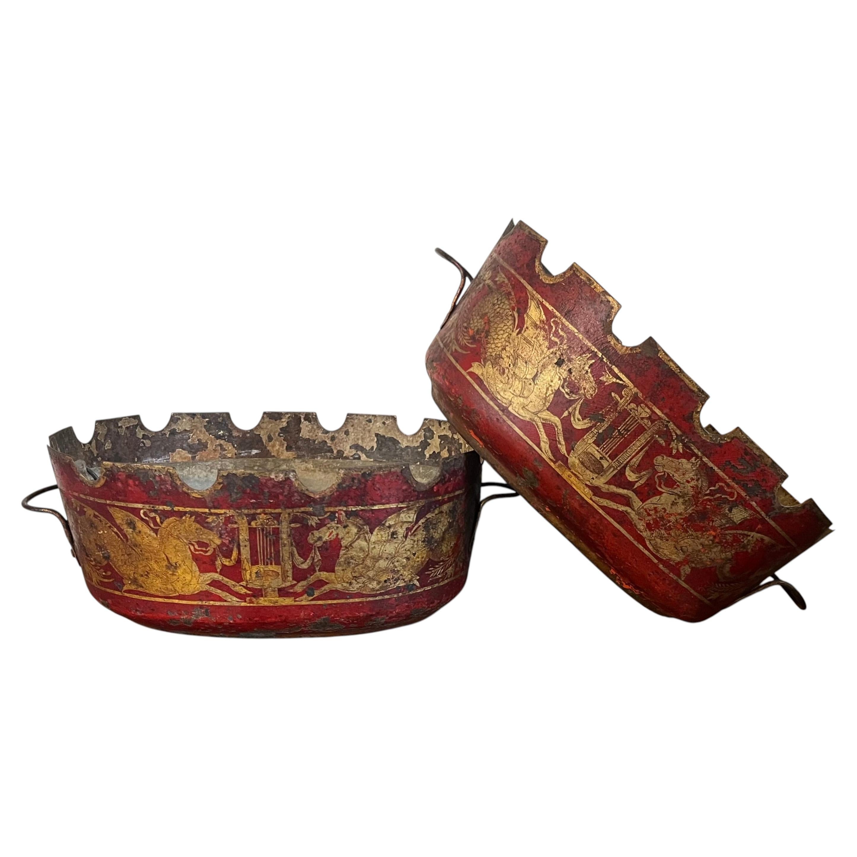 19th century French Empire Tole Monteiths or Cachepot Jardinieres