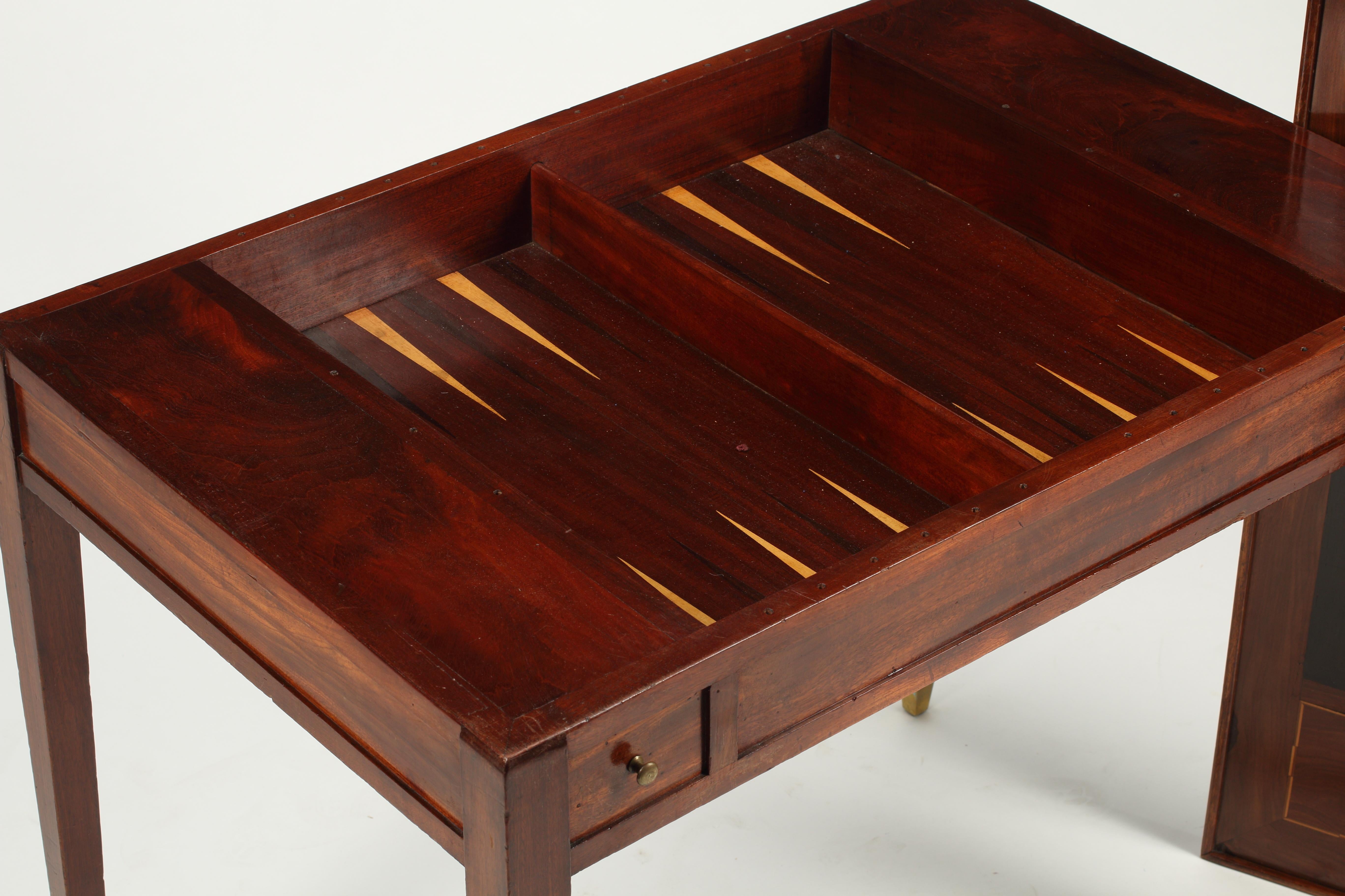 Brass 19th Century French Empire Tric Trac Game Table, Backgammon