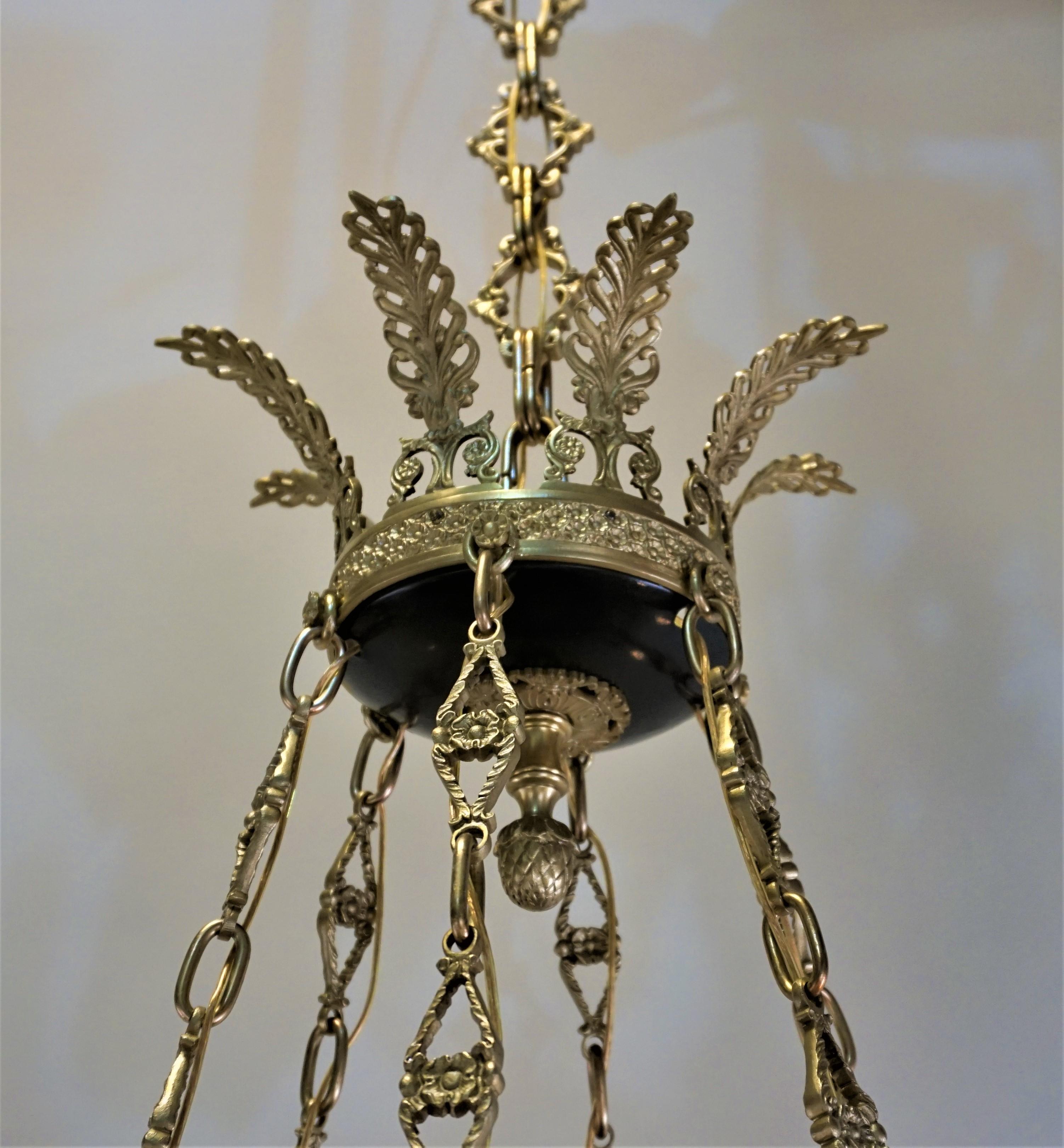 19th Century French Empire Twelve Light Bronze Chandelier 5