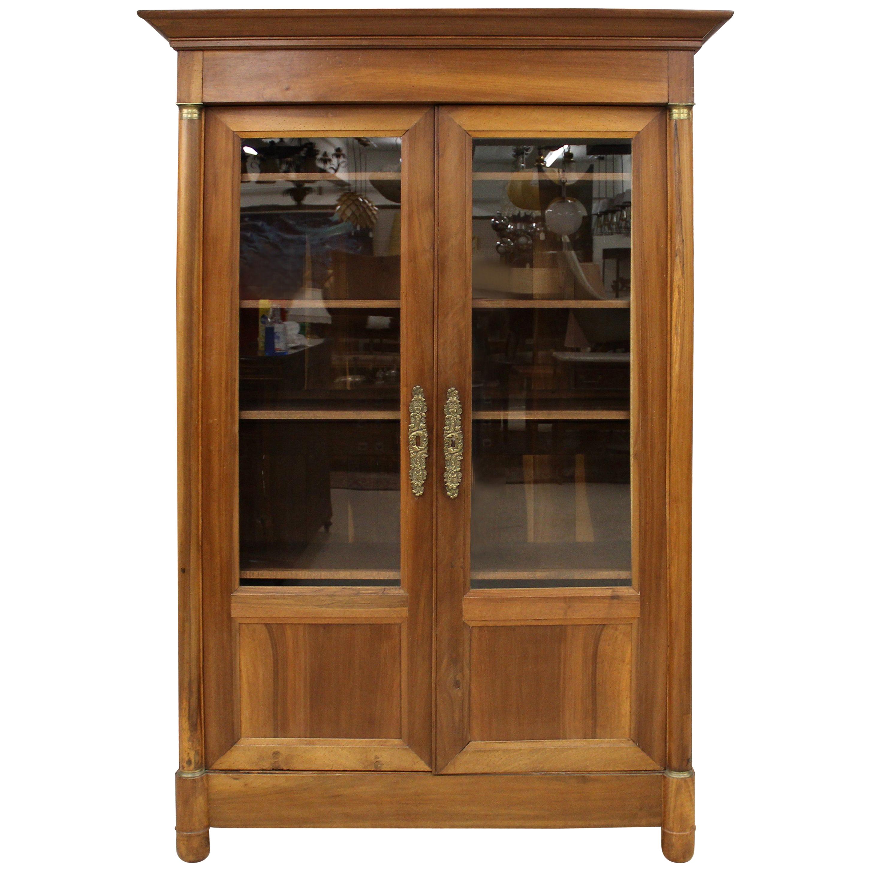 19th Century French Empire Two-Door Walnut Library Armoire or Linen Press