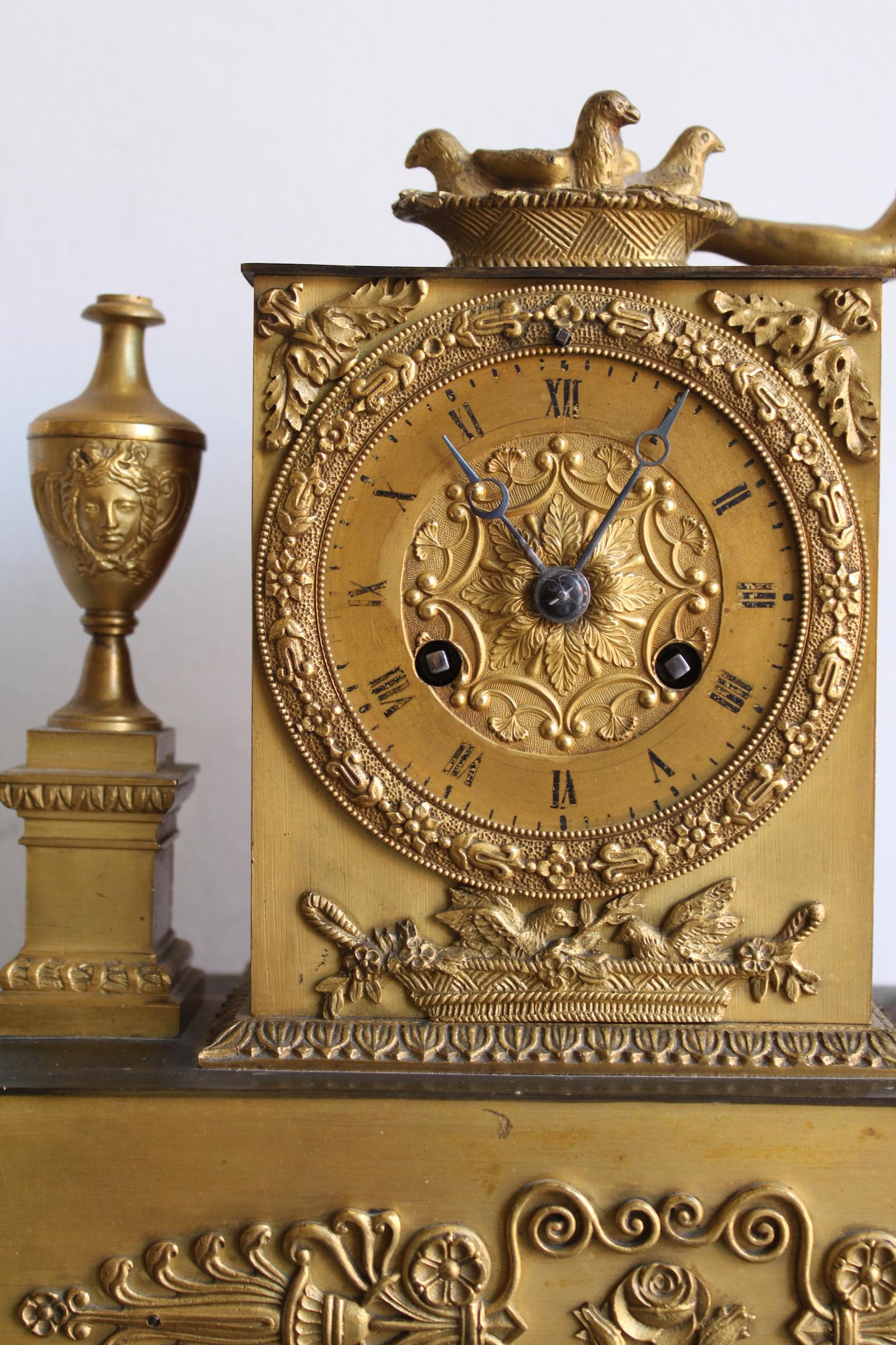 19th Century French Empire Vestal Clock For Sale 1