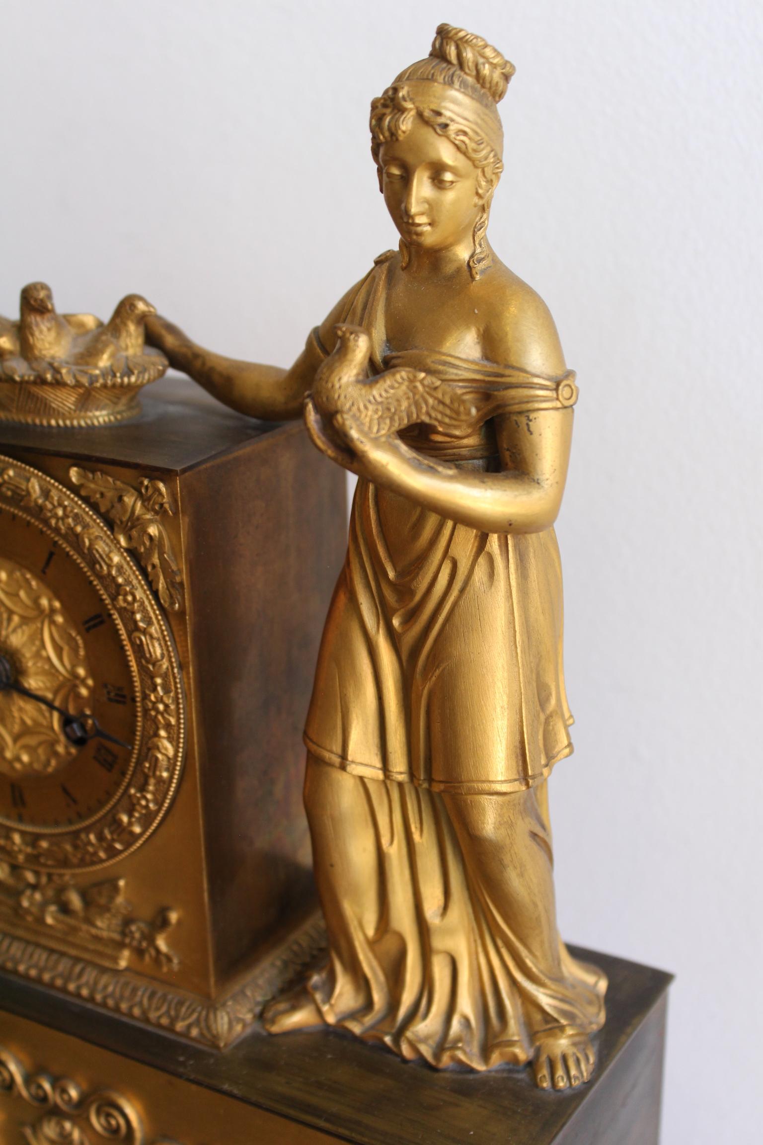 19th Century French Empire Vestal Clock For Sale 4