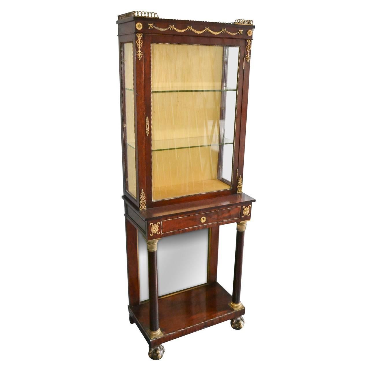 19th Century French Empire Vitrine Cabinet