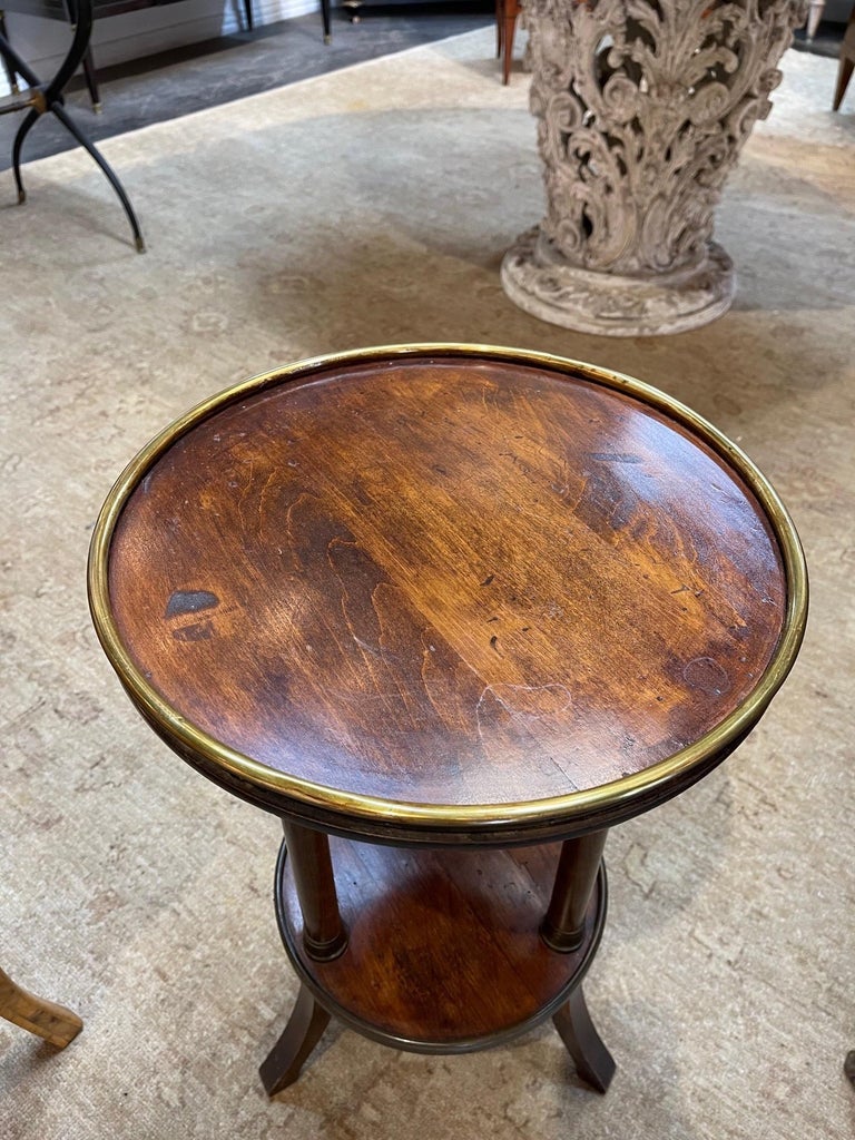 19th Century French Empire Walnut and Brass Side Table In Good Condition For Sale In Dallas, TX