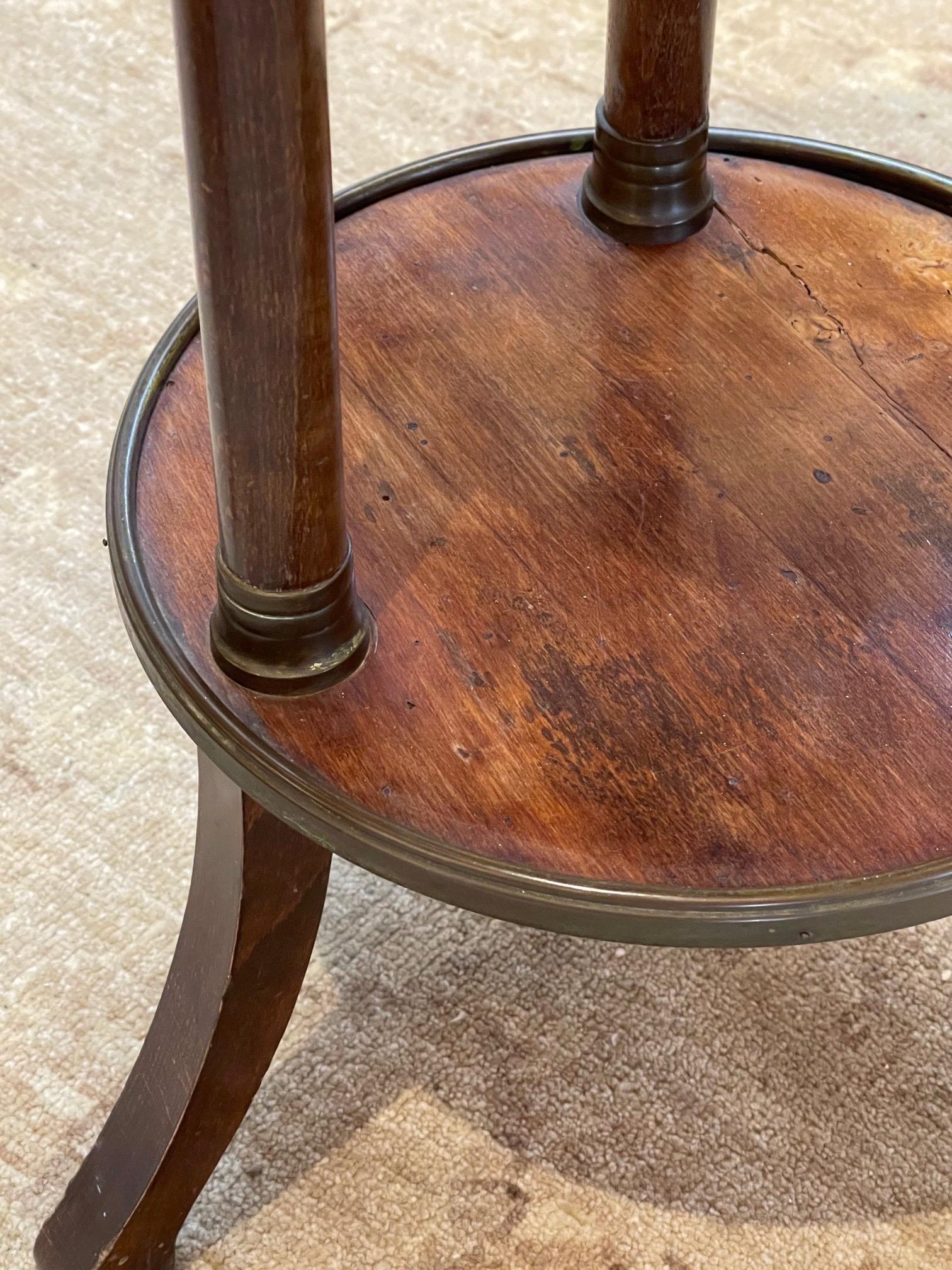 19th Century French Empire Walnut and Brass Side Table In Good Condition In Dallas, TX
