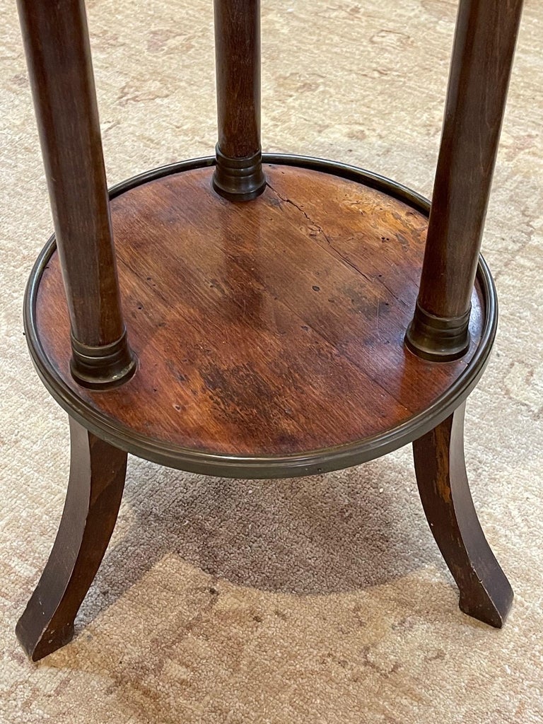 19th Century French Empire Walnut and Brass Side Table For Sale 2