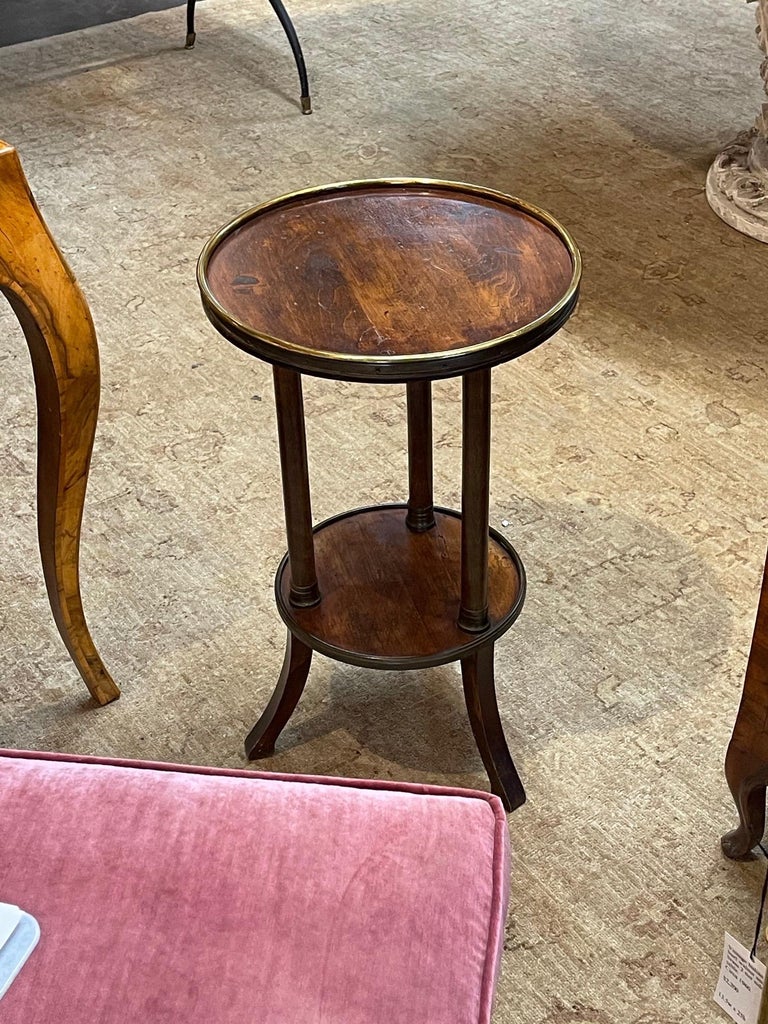 19th Century French Empire Walnut and Brass Side Table For Sale 3